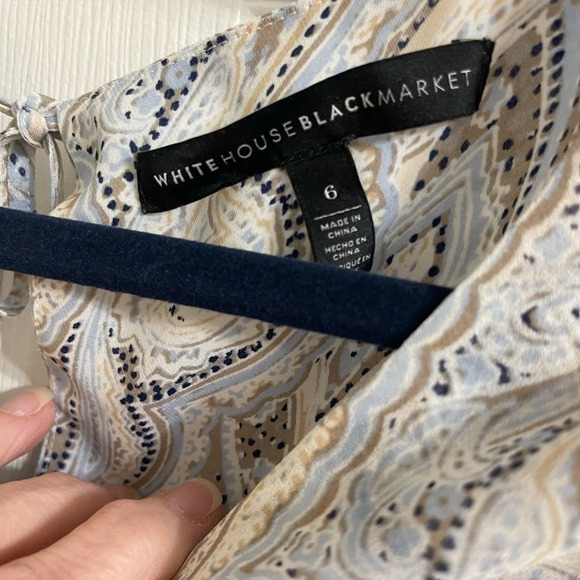 White House Black Market Sheer Paisley Blouse - Gray and Cream - Picture 11 of 13